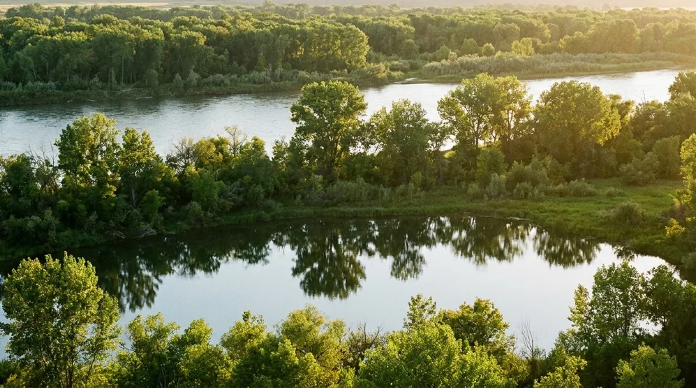 Der Oberrhein mit Altrheinarmen und Auenlandschaft
