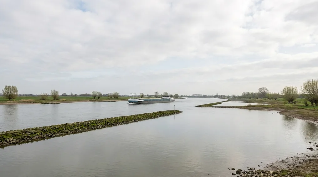 Der Niederrhein in NRW mit weiten Buhnenfeldern