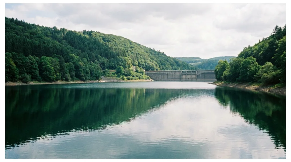 Der Sorpesee im Sauerland mit bewaldeten Ufern bei Sundern